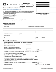 Form CEM-650-016 Cemetery Certificate of Authority Renewal Application - Washington
