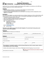 Document preview: Form DR-500-025 Employer Declaration for Ignition Interlock Exemption - Washington