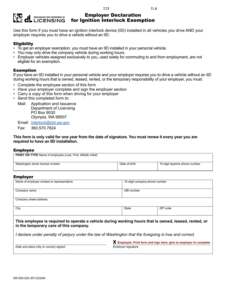 Form DR500025 Download Fillable PDF or Fill Online Employer