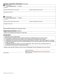 Form BPD-600-009 Professional License Criminal Conviction Screening Request - Washington, Page 2