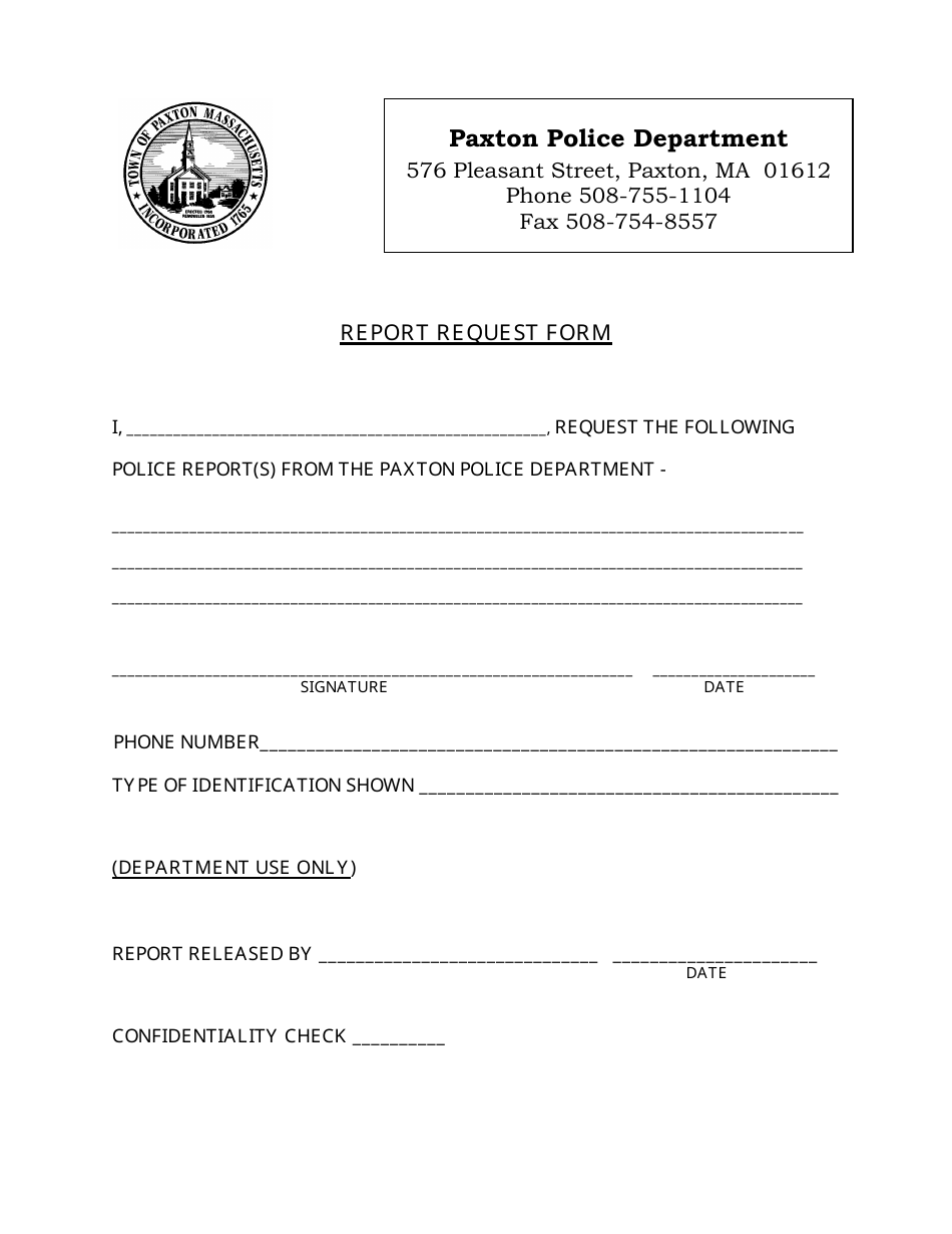Report Request Form - Massachusetts, Page 1