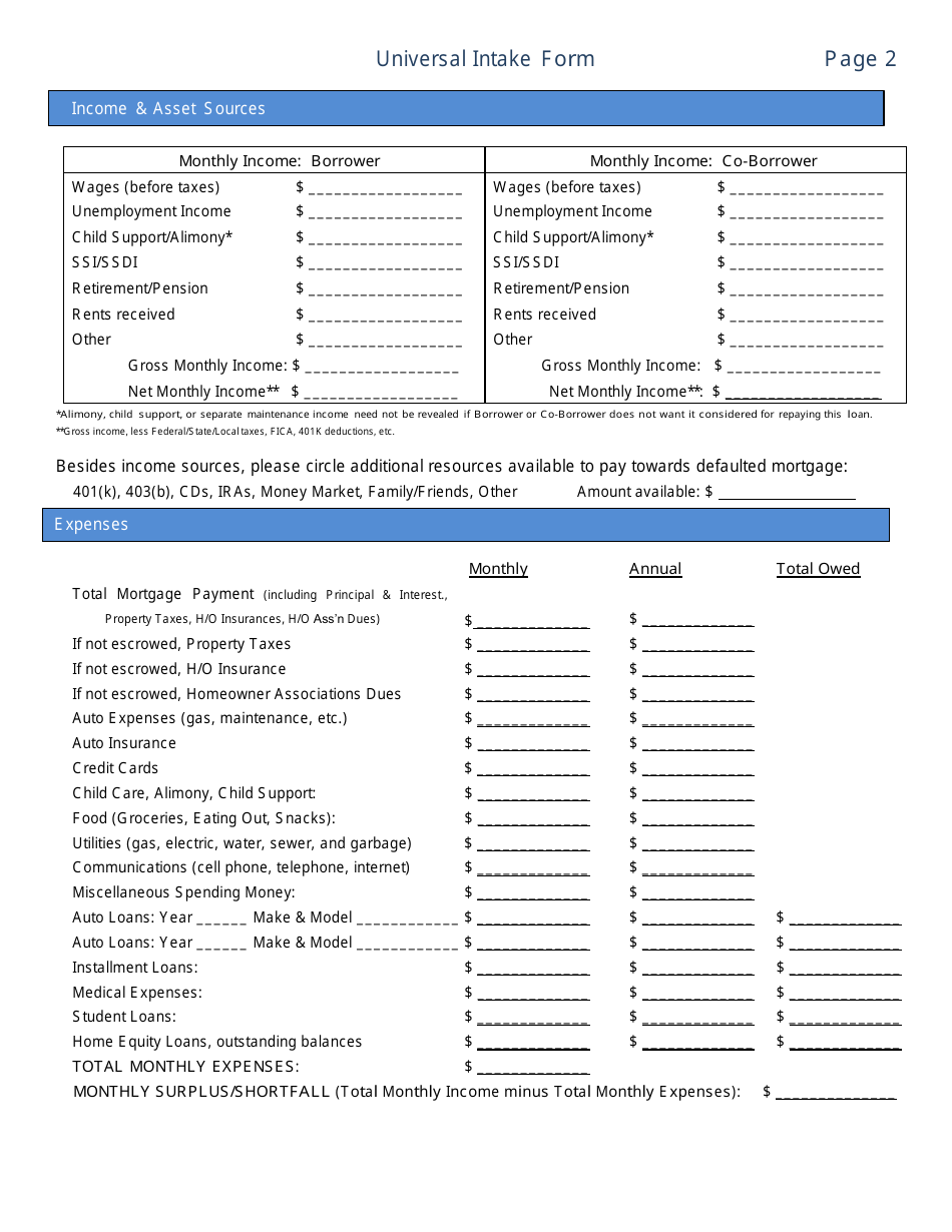 Delaware Universal Intake Form - Fill Out, Sign Online and Download PDF ...