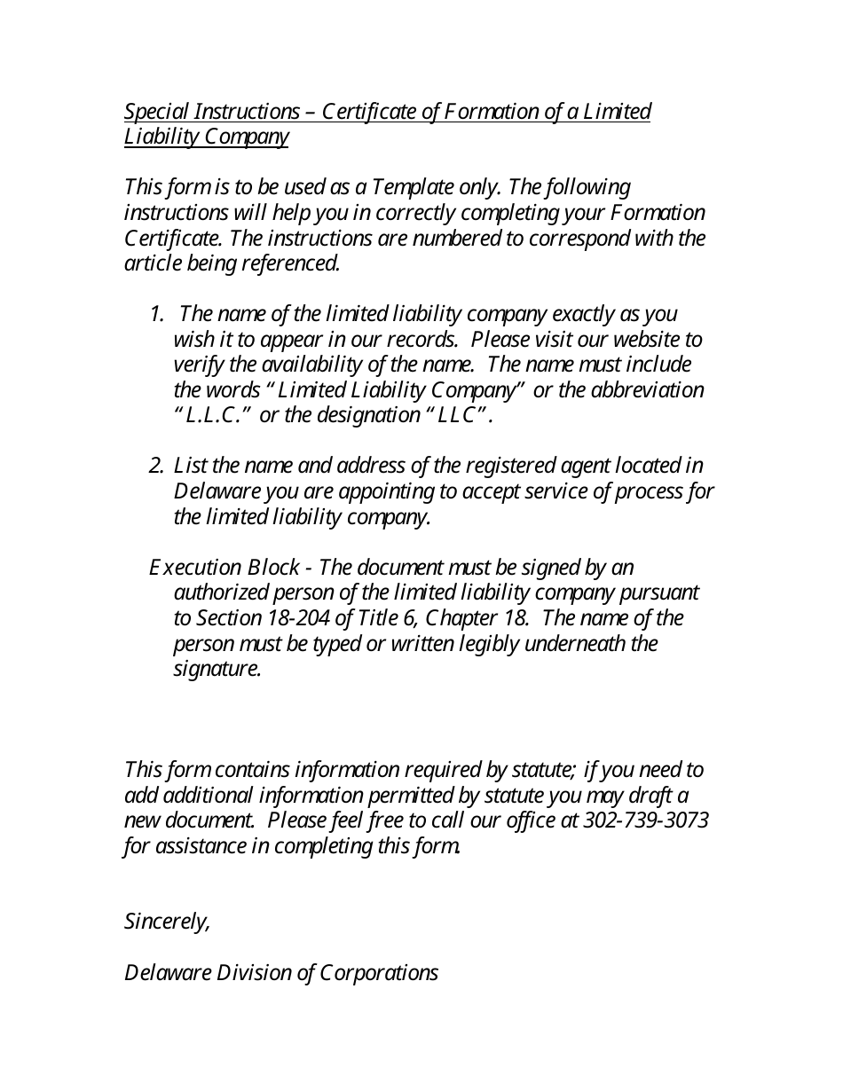 Delaware Certificate Of Formation Of Limited Liability Company Fill Out Sign Online And