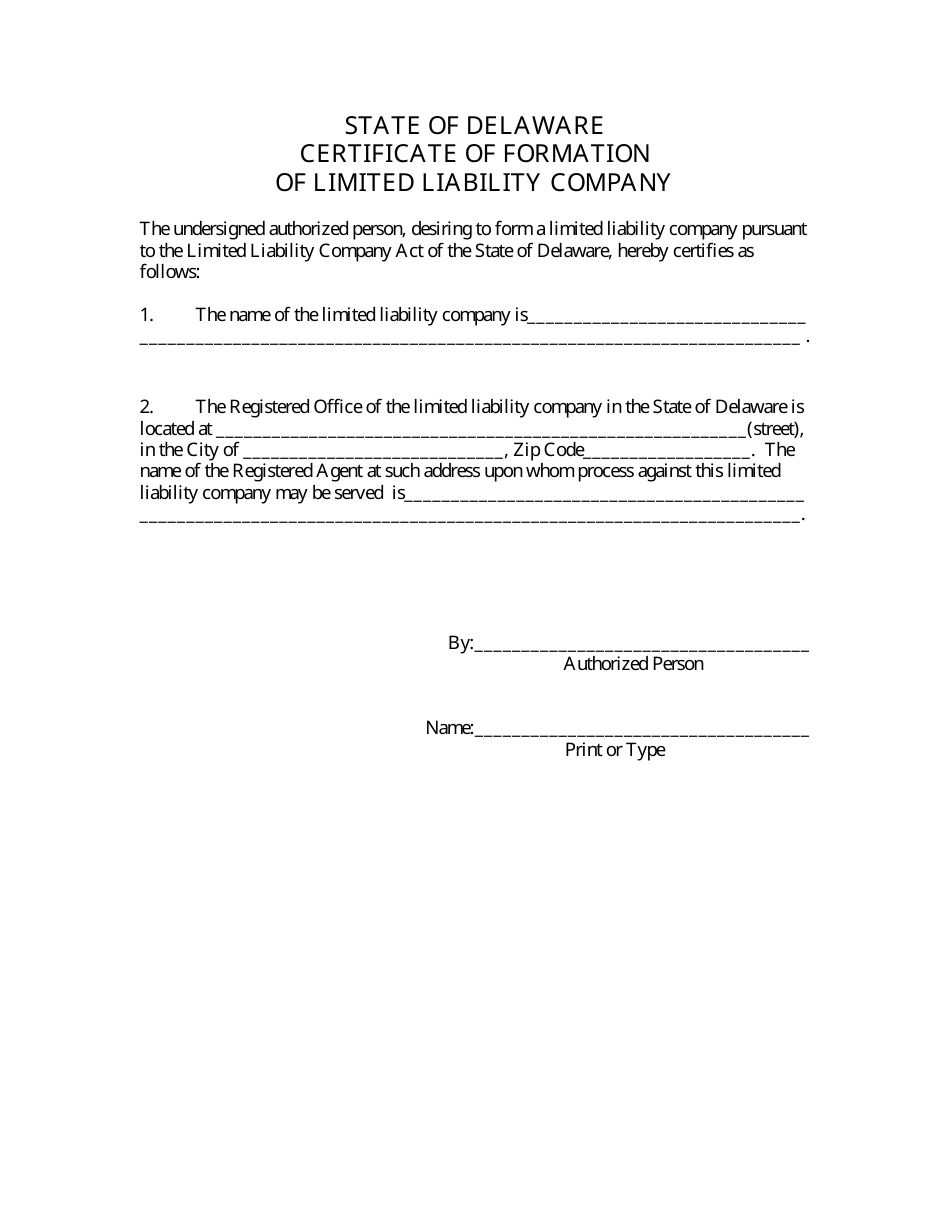 Certificate of Formation of Limited Liability Company - Delaware, Page 3