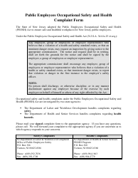 Public Employees Occupational Safety and Health Complaint Form - New Jersey