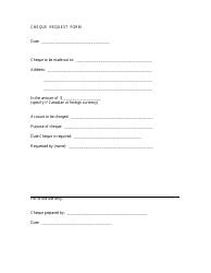 Document preview: Cheque Request Form - Canada