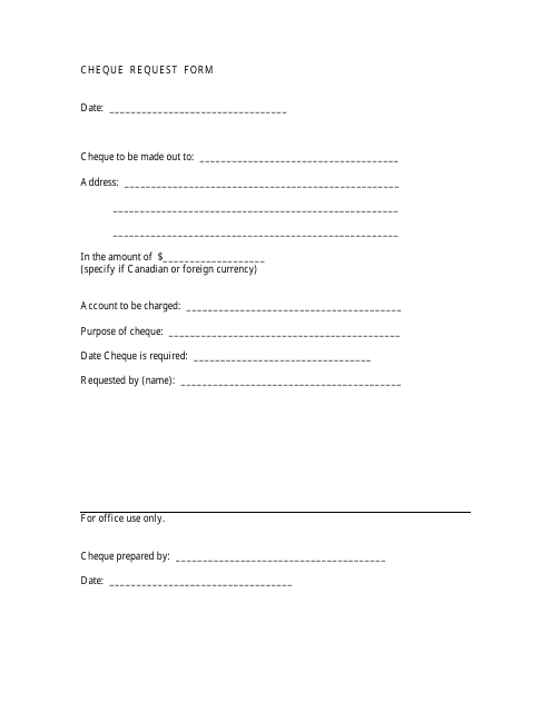 Cheque Request Form - Canada Download Pdf