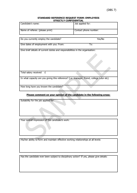 &quot;Standard Reference Request Form - Sample&quot; Download Pdf