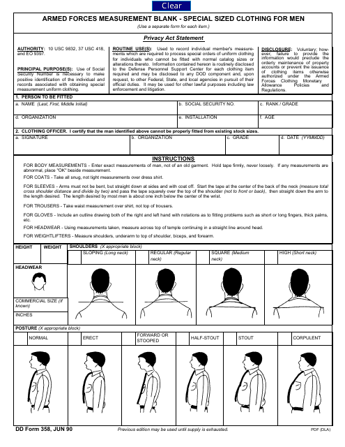 DD Form 358  Printable Pdf