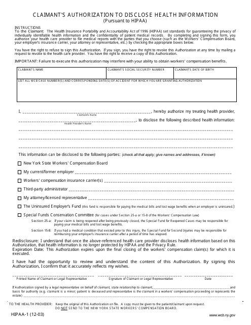 Form HIPAA-1  Printable Pdf
