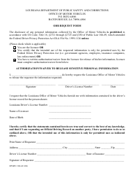 Document preview: Form DPSMV2106 Odr Request Form - Louisiana