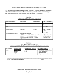Document preview: Oral Health Assessment/Waiver Request Form