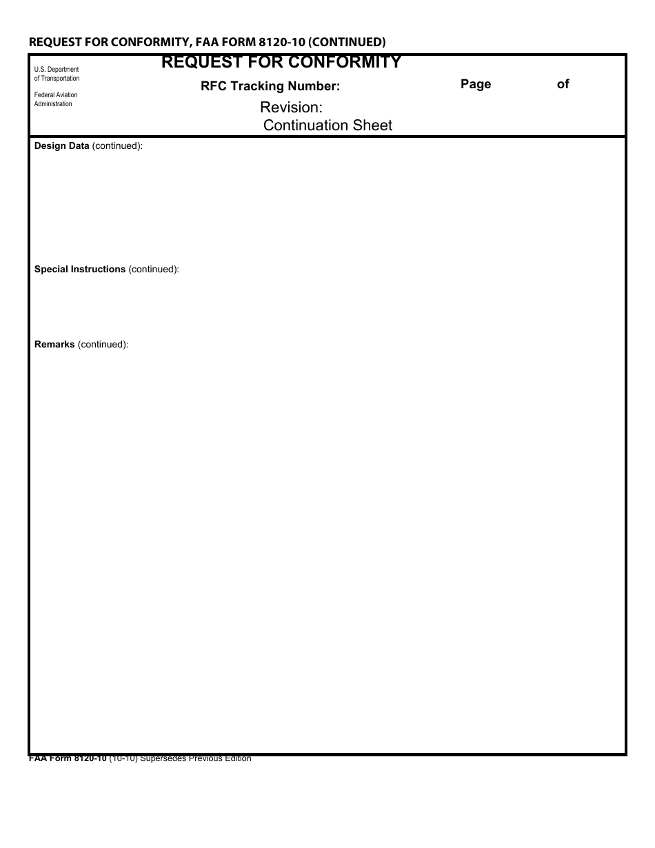 FAA Form 8120-10 Request for Conformity, Page 4