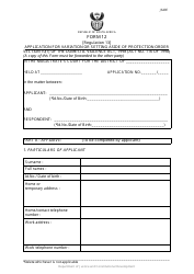 Form 12 &quot;Application for Variation or Setting Aside or Protection Order&quot; - South Africa
