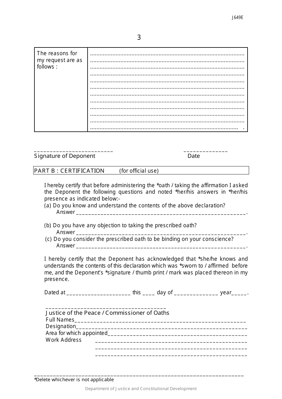 Form 12 Application for Variation or Setting Aside or Protection Order - South Africa, Page 3