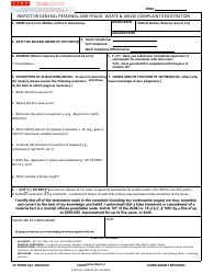 Document preview: AF Form 102 Inspector General Personal and Fraud, Waste & Abuse Complaint Registration