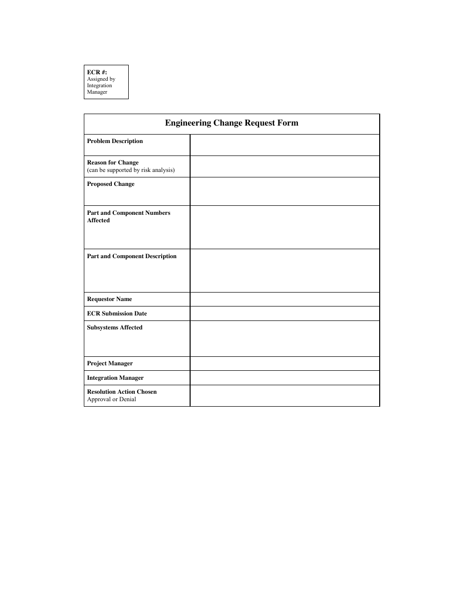 Engineering Change Request Form, Page 1