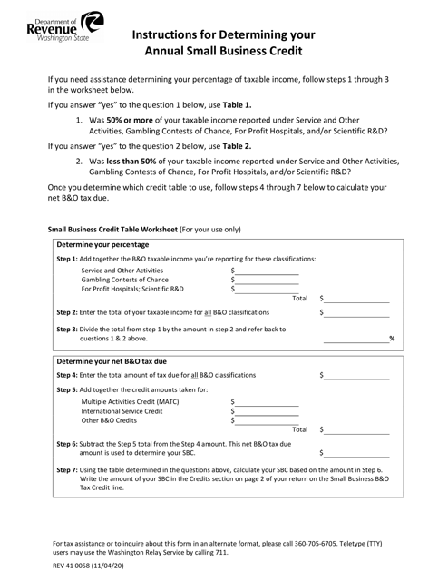 Form REV41 0058  Printable Pdf