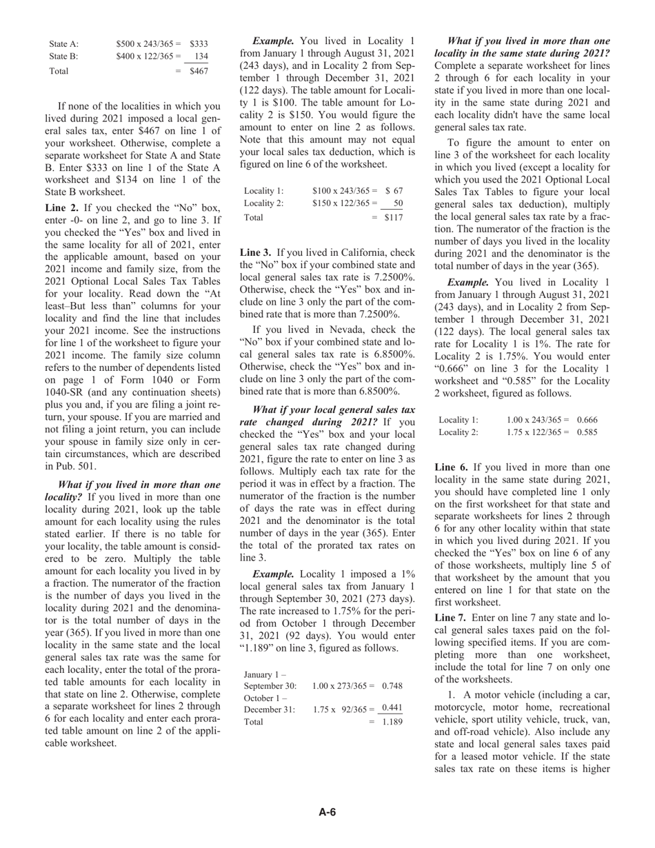 Instructions for IRS Form 1040 Schedule A Itemized Deductions, Page 6