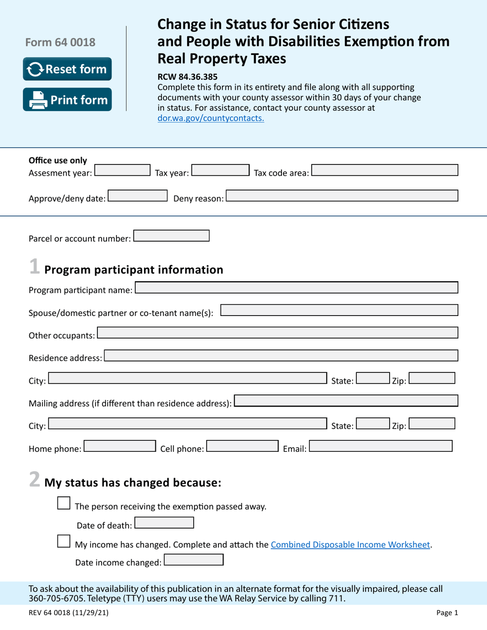 Form REV64 0018 Fill Out, Sign Online and Download Fillable PDF