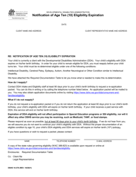 Document preview: DSHS Form 10-378 Notification of Age Ten (10) Eligibility Expiration - Washington