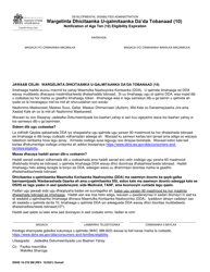 Document preview: DSHS Form 10-378 Notification of Age Ten (10) Eligibility Expiration - Washington (Somali)