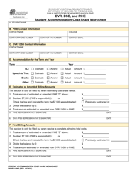 Document preview: DSHS Form 11-088 Dvr, Dsb, and Pihe Student Accommodation Cost Share Worksheet - Washington