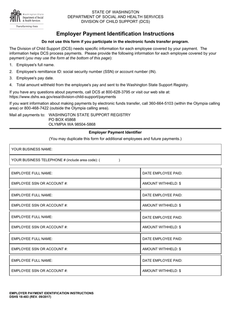 DSHS Form 18-483  Printable Pdf