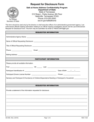 Document preview: Form SS-9436 Request for Disclosure Form - Safe at Home Address Confidentiality Program - Tennessee