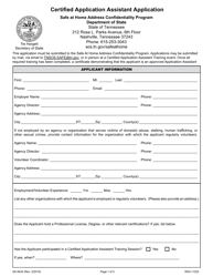 Document preview: Form SS-9434 Certified Application Assistant Application - Safe at Home Address Confidentiality Program - Tennessee