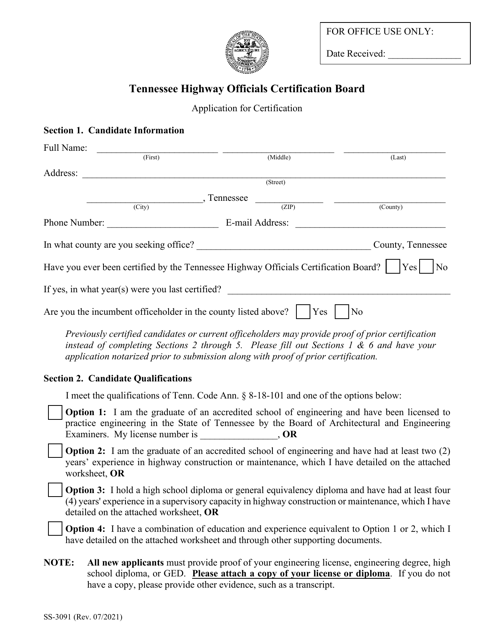 Form SS-3091  Printable Pdf