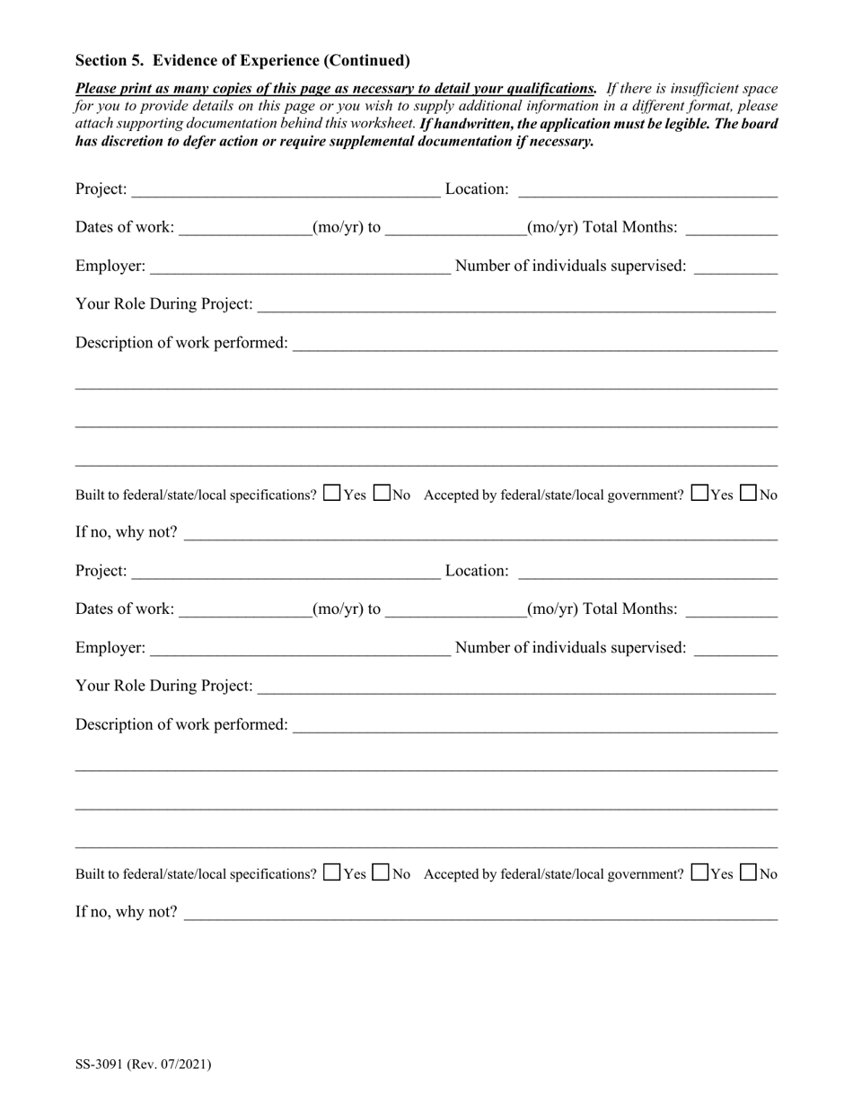 Form SS-3091 Tennessee Highway Officials Certification Board Application for Certification - Tennessee, Page 4