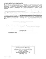 Form SS-3091 Tennessee Highway Officials Certification Board Application for Certification - Tennessee, Page 5