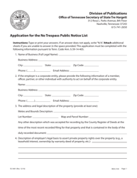 Document preview: Form SS-5401 Application for the No Trespass Public Notice List - Tennessee