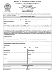 Document preview: Form SS-9441 Release of Information: School Records - Safe at Home Address Confidentiality Program - Tennessee