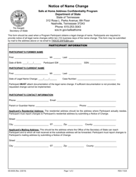Document preview: Form SS-9438 Notice of Name Change - Tennessee