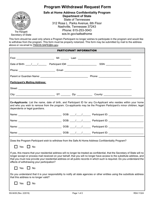 Form SS-9439  Printable Pdf
