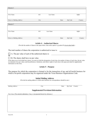 Form 201 Certificate of Formation for-Profit Corporation - Texas, Page 6