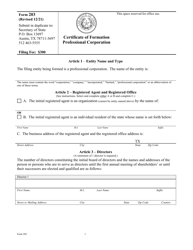 Form 203 Certificate of Formation - Professional Corporation - Texas, Page 5