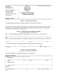 Form 207 Certificate of Formation - Limited Partnership - Texas, Page 5