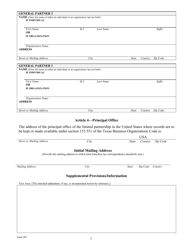 Form 207 Certificate of Formation - Limited Partnership - Texas, Page 6