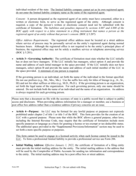 Form 205 Certificate of Formation - Limited Liability Company - Texas, Page 2