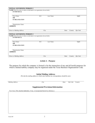 Form 205 Certificate of Formation - Limited Liability Company - Texas, Page 6