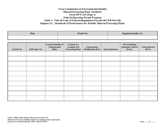 Form TCEQ-10085 (OP-UA33) Metallic Mineral Processing Plant Attributes - Texas, Page 17