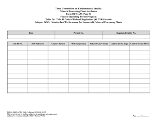 Form TCEQ-10085 (OP-UA33) Metallic Mineral Processing Plant Attributes - Texas, Page 19