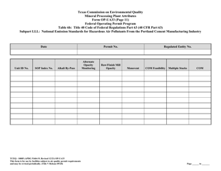 Form TCEQ-10085 (OP-UA33) Metallic Mineral Processing Plant Attributes - Texas, Page 27