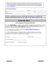 Form TCEQ-0524 Receiver Notification Form for Recycling Hazardous or Industrial Waste - Texas, Page 2