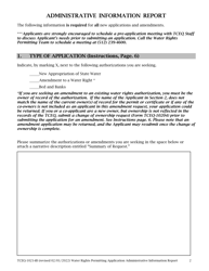 Form TCEQ-10214B Tceq Water Rights Permitting Application - Administrative Information Report - Texas, Page 2