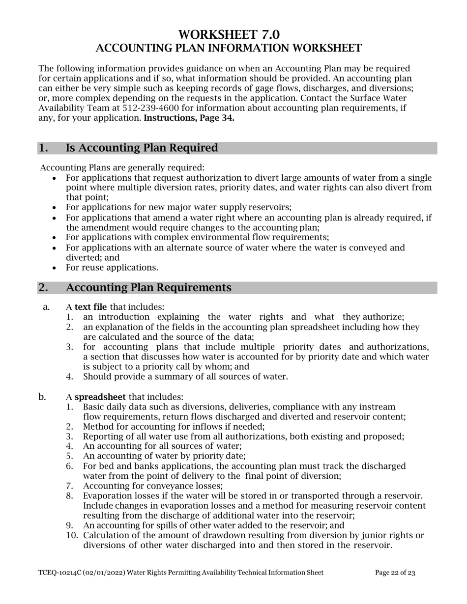 Form TCEQ-10214C Tceq Water Rights Permitting Application - Technical Information Report - Texas, Page 22