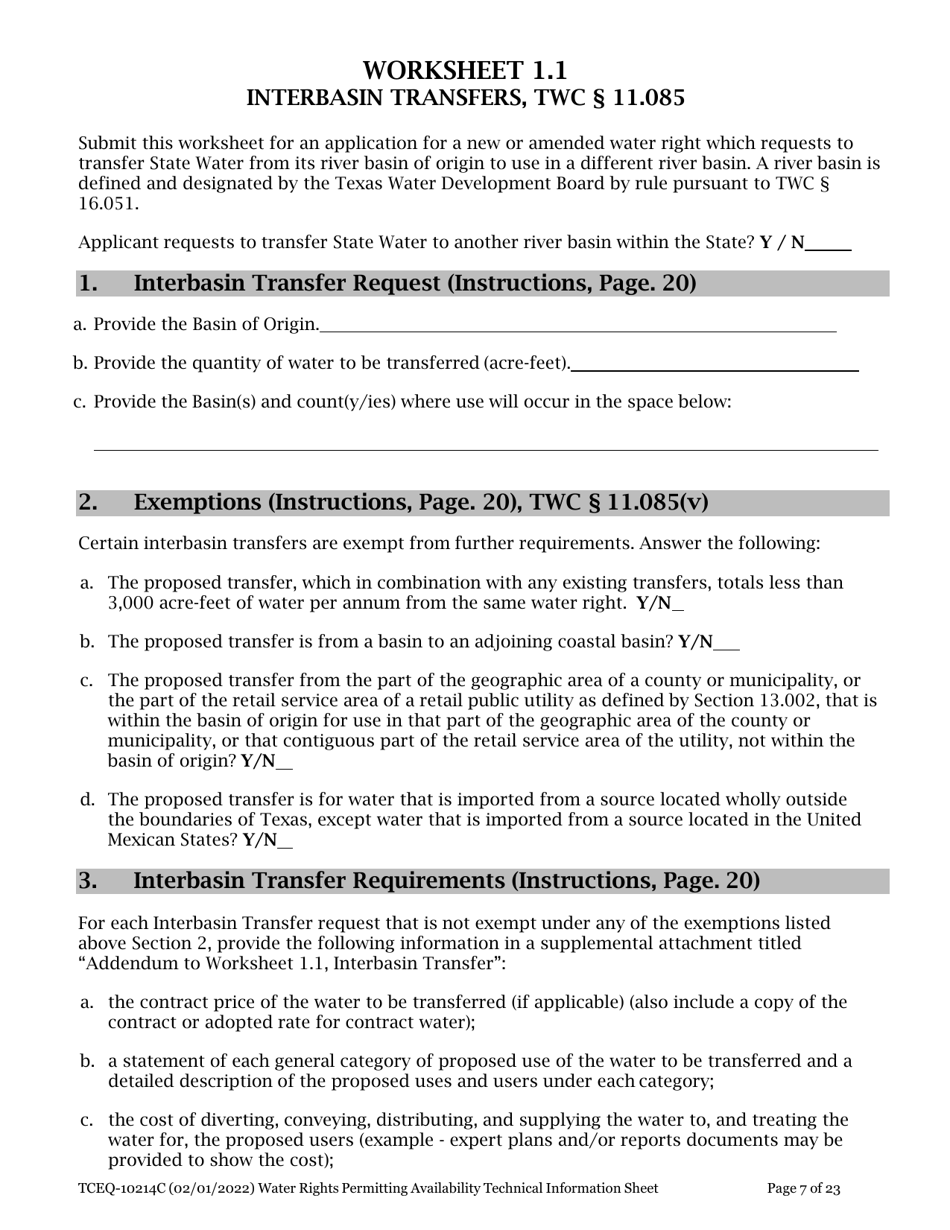 Form TCEQ-10214C Tceq Water Rights Permitting Application - Technical Information Report - Texas, Page 7